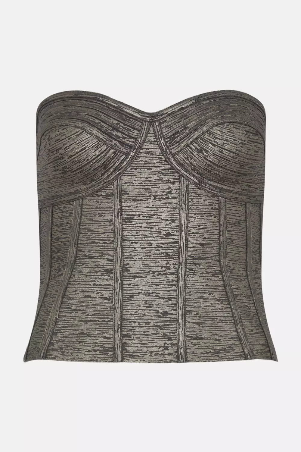 Foiled Bandage Bustier Knit Top